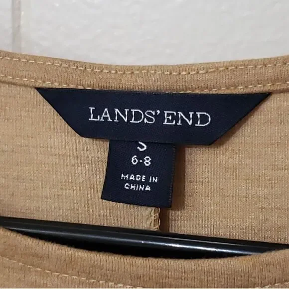 Lands End Striped three-quarter sleeve, navy tan cream colors size 6-8 - Picture 6 of 9